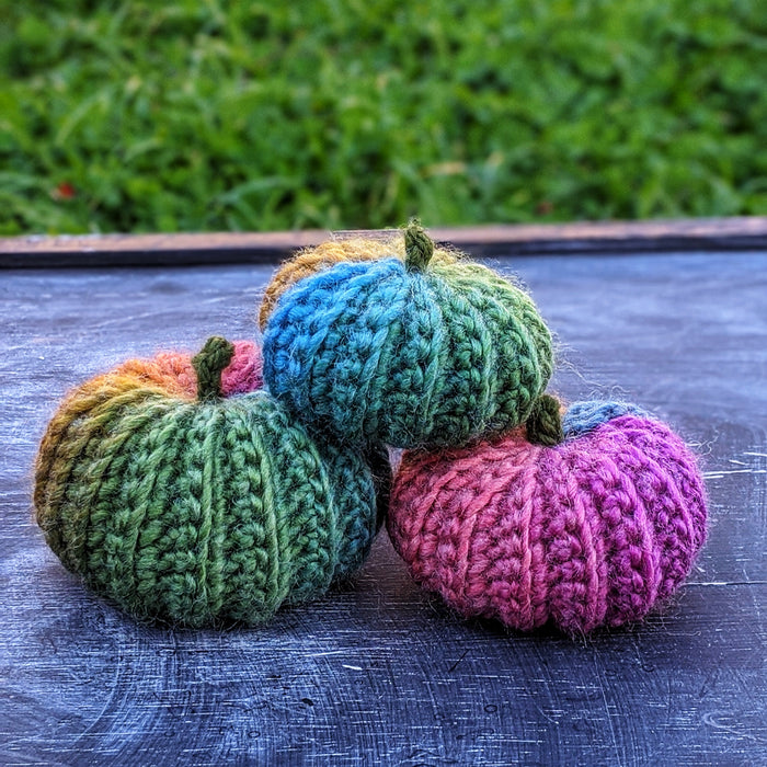 Trio of Multicoloured Rainbow Pumpkins